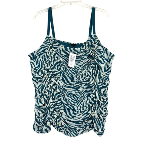 NWT Torrid Blue Zebra Stretch Mesh Cropped Shirred Cami Square Neck Top size 3x - Picture 5 of 10